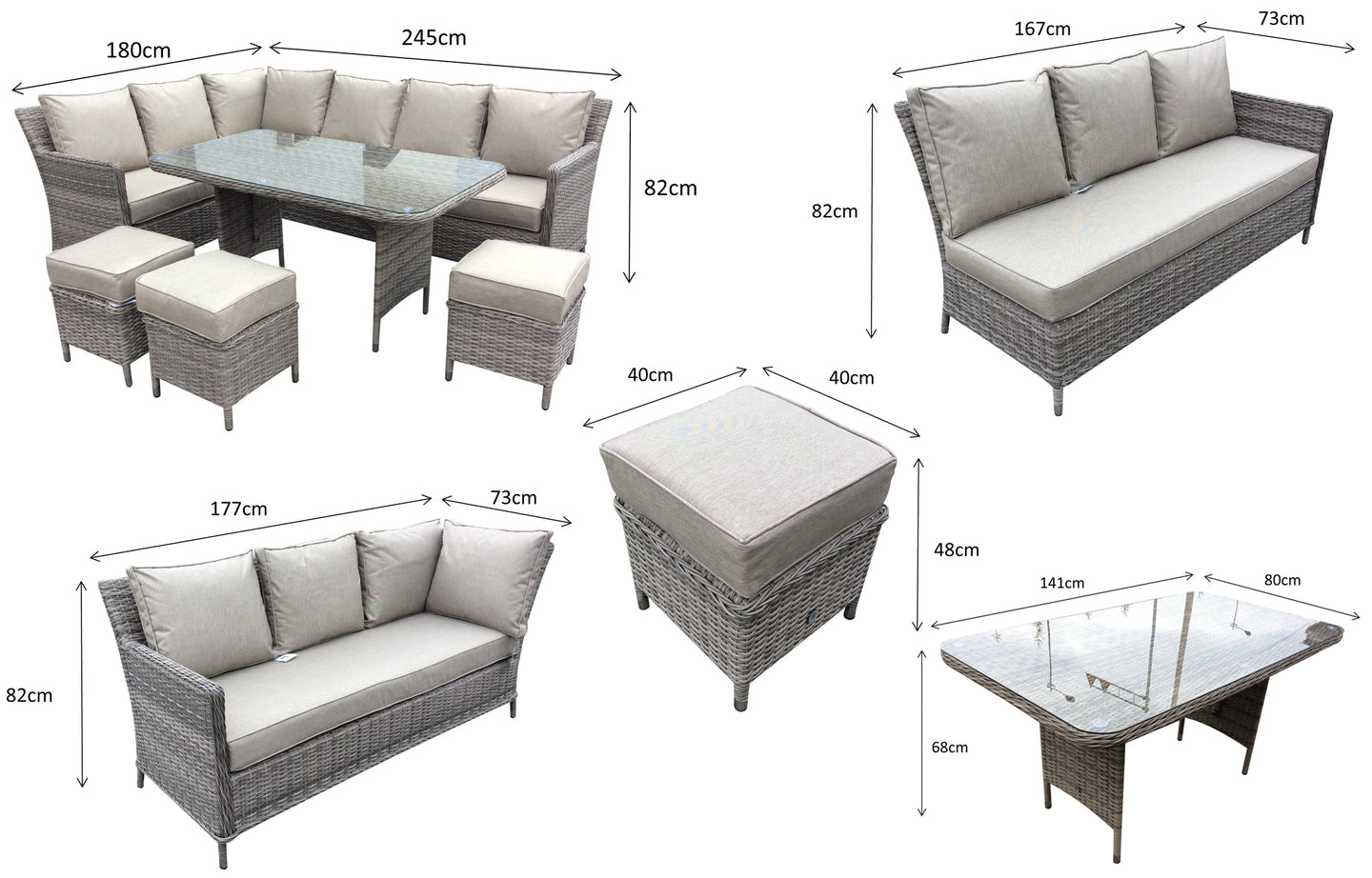 Signature Weave - Edwina Outdoor Corner Sofa Dining Set with Ottoman Stool Seats